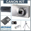 Canon PowerShot ELPH 520 HS Digital ELPH Camera Kit - Silver - with 16GB microSDHC Memory Card, Spare NB-9L Type Lithium-ion Battery, Camera Case, Table Top Tripod, Professional Lens Cleaning Kit