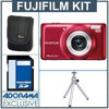Fujifilm FinePix T400 16MP Digital Camera Kit - Red - with 8GB SD Memory Card, Camera Case , Table Top Tripod