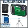 Fujifilm FinePix XP100 Digital Camera Kit - Green - with 8GB SD Memory Card, Camera Case, Table Top Tripod