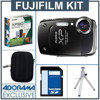 Fujifilm Finepix XP20 Digital Camera Kit - Black - with 4GB SD Memory Card, Camera Case, Table Top Tripod, Fujifilm Accessory Kit ( Fujifilm Carrying Case - Silicone Skin - Dual Connect Float Strap)
