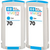 Hewlett-Packard - HP CB343A 70, 130 ml Cyan Ink Cartridges for Designjet Z2100 and Z3100 Series Printers, 2 Pack