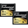 Lexar 16GB, Ultimate Professional-Level, High-Speed Performance UDMA 600x CompactFlash Memory Card, Two-Pack