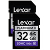 Lexar 32GB, 100x Platinum II Series Class 10 Secure Digital High Capacity (SDHC) Memory Card Pack of 2 Cards - Bundle