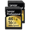 Lexar 16GB Professional 400x SDHC UHS-I Memory Card for Cameras, 2 Pack