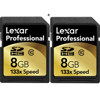 Lexar 8GB, 133x High Speed Series, Professional Secure Digital High Capacity (SDHC) Memory Card - Pack of 2 Cards
