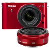 Nikon 1 J1 Mirrorless Digital Camera Two-Lens Wide Angle Kit with Nikon 1 10mm f/2.8 Lens &amp; Nikon 1 10-30mm VR Zoom Lens - Red