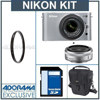 Nikon 1 J1 Mirrorless Digital Camera Two-Lens Wide Angle Kit with Nikon 1 10mm f/2.8 Lens &amp; Nikon 1 10-30mm VR Zoom Lens - Silver - Bundle - with 32GB SDHC Memory Card, Camera Bag, Tiffen 40.5mm Ultra Violet Filter
