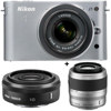 Nikon 1 J1 Mirrorless Digital Camera Lens Zoom Kit with Nikon 1 10-30mm VR Zoom Lens and Nikon 1 30-110mm VR Zoom Lens - Silver &amp; Nikon 1 10mm f/2.8 Lens,Black