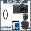Nikon 1 V1 Mirrorless Digital Camera Two Lens Zoom Kit with Nikon 1 10-30mm VR Zoom Lens and Nikon 1 30-110mm VR Zoom Lens - Black - Bundle - 32GB SDHC Memory Card, Camera Bag, Tiffen 40.5mm Ultra Violet Filter