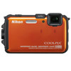 Nikon Coolpix AW100 Digital Camera with 16 Megapixels, 5x Optical Zoom, 3 inch LCD, Full HD (1080p) Movies, Water Proof, Orange