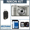 Nikon Coolpix L26 Digital Camera Kit - Silver - with 4GB SD Memory Card, Camera Case, Adorama Cleaning Kit