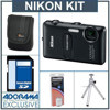 Nikon Coolpix S1200pj Digital Camera Kit - Black - with 8GB SD Memory Card, Camera Case, Table Top Tripod, Spare EN EL-12 Lithium-Ion Battery
