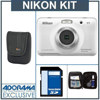 Nikon Coolpix S30 Digital Camera Kit - White - with 4GB SD Memory Card, Camera Case, Adorama Cleaning Kit