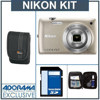 Nikon Coolpix S4300 Digital Camera Kit - Silver - with 4GB SD Memory Card, Camera Case, Adorama Cleaning Kit