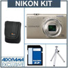Nikon Coolpix S6200 Digital Camera Kit- Silver - with 4GB SD Memory Card, Camera Case, Table Top Tripod