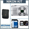 Nikon Coolpix S6300 Digital Camera Kit - Silver - with 8GB SD Memory Card, Camera Case, Adorama Cleaning Kit