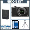 Nikon Coolpix S8000 Digital Camera KIt, Black - Refurbished by Nikon U.S.A. - with 4GB SD Memory Card, Camera Case, Table Top Tripod