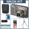 Nikon Coolpix S9100 Digital Camera Kit - Silver - with 8GB SD Memory Card, Camera Case, Table Top Tripod, Spare EN EL-12 Lithium-Ion Battery, USB 2.0 SD Card Reader