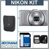 Nikon Coolpix S9300 Digital Camera Kit - Silver - with 8GB SD Memory Card, Camera Case, Adorama Cleaning Kit