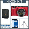 Nikon CoolPix S8100 Digital Camera Kit Red - Refurbished by Nikon U.S.A.- - with 4GB SD Memory Card, Camera Case, Table Top Tripod