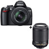 Nikon D3000 DX-Format 10.2 Megapixel Digital SLR, 2 Lens Kit with 18-55mm f/3.5-5.6G AF-S DX VR Lens &amp; 55mm - 200mm f/4-5.6G ED-IF AF-S DX VR Lens - USA Warranty