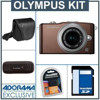 Olympus E-PM1 Digital Camera Kit - Brown - M.Zuiko MSC ED m14-42mm F3.5/5.6 II R Silver Lens, 8GB SD Memory Card, Spare BLs-1 Lithium-I n Rechargeable Battery, Camera Case, USB 2.0 SD Card Reader