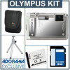 Olympus Stylus Tough-8010 Digital Camera Kit - Silver - Refurbished - with 4GB SD Memory Card, Camera Case, Table Top Tripod, Spare LI- 50B Lithium-Ion Rechargeable Battery