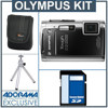 Olympus Stylus Tough TG-610 Digital Camera Kit - Black - with 4GB SD Memory Card, Camera Case, Table Top Tripod