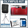 Olympus Stylus Tough TG-610 Digital Camera Kit - Red - with 8GB SD Memory Card, Camera Case, Table Top Tripod - Spare LI- 50B Lithium-Ion Rechargeable Battery