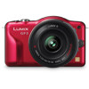Panasonic Lumix DMC-GF3 Digital - Red - Camera Kit with 14 - 42mm f/3.5-f/5.6 G"X" collapsible pancake zoom Black Lens