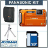 Panasonic LUMIX DMC-TS4 Digital Camera Kit - Orange - with 16GB SD Memory Card, Camera Case, Table Top Tripod