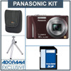Panasonic Lumix DMC-ZS10 Digital Camera Kit - Brown - with 4GB SD Memory Card, Camera Case, Table Top Tripod
