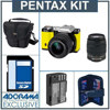 Pentax K-01 Digital Camera Dual Lens Kit with Pentax DAL 18-55mm 3.5/5.6 Lens and - DAL 50-200mm f/4-5.6 Lens - Yellow - Bundle - with 16GB SD Memory Card, Camera Case, Digital Memory Case, Spare D-LI90 Rechargeable Battery
