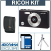 Ricoh PX Digital Camera Kit - Black - with - with 4GB SD Memory Card, Camera Case, Table Top Tripod,