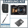 Samsung DV300F SMART 16MP DualView Digital Camera, Black - Bundle - with 8GB Micro SD Memory Card, Camera Case, Extender Monopod