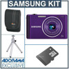 Samsung ST76 16 Megapixels Digital Camera, Plum Bundle - with 8GB Micro SD Memory Card, Camera Case, Table Top Tripod