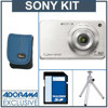 Sony Cyber-Shot DSC-W560 Digital Camera Kit - Silver - with 4GB SD Memory Card, Camera Case, Table Top Tripod