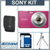 Sony Cyber-Shot DSC-W610 Digital Camera Kit - Pink - with 8GB SD Memory Card, Camera Case, Table Top Tripod