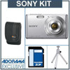 Sony Cyber-Shot DSC-W620 Digital Camera Kit - Silver - with 4GB SD Memory Card, Camera Case, Table Top Tripod