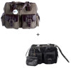 Jill.e Combo Weatherproof Large Rolling Camera &amp; 17" Notebook &amp; Accessory Bag and Medium Black Leather Camera Bag with Cream Piping Trim Exterior Camera Bag