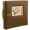Kleer-Vu Tassel leatherette BookBound Memo Album With Window, Holds 200 4x6" 2-Up Photos, Color: Brown.
