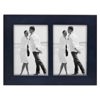 Malden International Linear Series Single Wood Frame, for Two Vertical 3.5" x 5" Photographs, Color/Style: Blue
