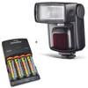 Metz 36 AF-5 i-TTL Flash for Nikon/Fujifilm Digital Cameras - Bundle - with 4 NiMH Batteries, Charger