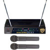 Nady Dual Channel VHF Cardioid Dynamic Handheld Wireless Mic System, with Encore Duet Receiver, 2 WHT Handhelds &amp; WMC-11 Mic Clip