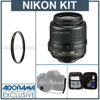 Nikon 18mm - 55mm f/3.5-5.6G AF-S DX (VR) Vibration Reduction Autofocus Zoom Lens - Refurbished by Nikon U.S.A. - with Tiffen 52mm UV Filter, Lens Cap Leash, Professional Lens Cleaning Kit