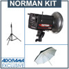 Norman ML-400R 400 Watt Second Monolight with Built-in Pocket Wizard - Bundle - with Westcott 6.5'Light Stand &amp; Adorama 40" White Interior Umbrella