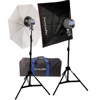 Interfit Photographic EXD200 Digital, 400w/s Two Monolight Flash Head Kit with Light Stands, Umbrella, Softbox &amp; Case. FREE! Additional 24" Softbox