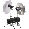 Interfit Photographic INT416 Stellar X Twin Umbrella Kit, with Two 150 watt Second Monolights, Stands &amp; Carry Case.