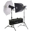 Interfit Photographic INT460 Stellar XD Umbrella / Softbox Kit, with Two 600 Watt Second Monolights, Umbrella, Softbox, Lightstands &amp; Case