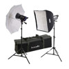 Interfit Photographic INT464 Stellar XD Umbrella / Softbox Kit, with Two 1000 Watt Second Monolights, Umbrella, Softbox, Lightstands &amp; Case